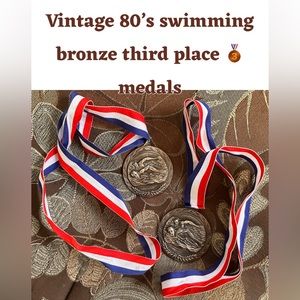 Vintage 1980’s swimming bronze third place medals high middle school sports